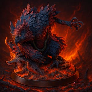 Hellfire Phoenix STL-miniatuur: 3D-print van hars voor DnD (32 en 75 mm)