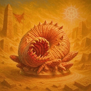 Miniatura Sandworm Monster STL — Impressão 3D em resina pré-suportada (32 e 75 mm) para RPGs de mesa