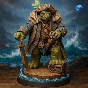 Krog Pirate Turtle STL | Captain Miniature | 32mm 75mm Pre-Supported Model