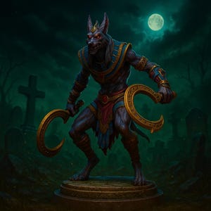 Jackal Warrior STL-miniatyr — Förstödd 3D-resinutskrift (32 och 75 mm) för bords-RPG:er