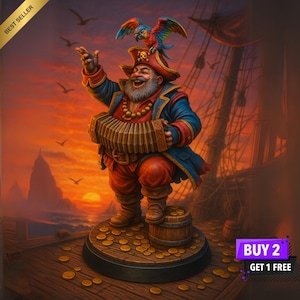 Sea Bard STL | Pirate Musician Miniature | 32mm 75mm | 3D Print File