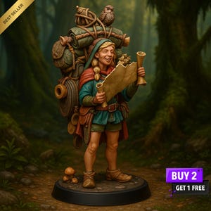 Explorer Girl STL | Miniatura Fantasy Pathfinder | 32 mm 75 mm | Arquivo de impressão 3D