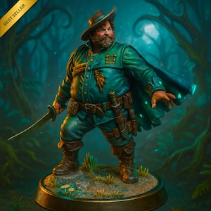 Veteran Commander STL-miniatyr — Förstödd 3D-resinutskrift (32 och 75 mm) för DnD