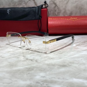 Cartier Glasses Wooden Rimless Brown Black Vintage Eyeglasses