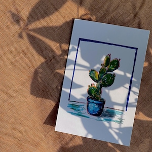 de voeux de cactus | Carte de voeux vierge | Dessin original