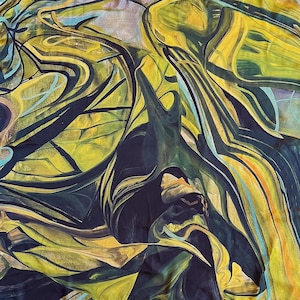 Satin Scarf – Wearable Art Featuring Original Abstract Painting – Limited Edition Canadian Artist Gift
