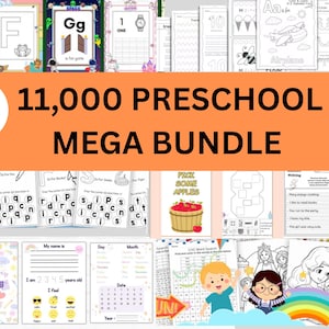 Over 10,500 Preschool  and Kindergarten Worksheets ,Pre-K Curriculum Learning Bundle | Toddler  Activities | Alphabet, Numbers & More
