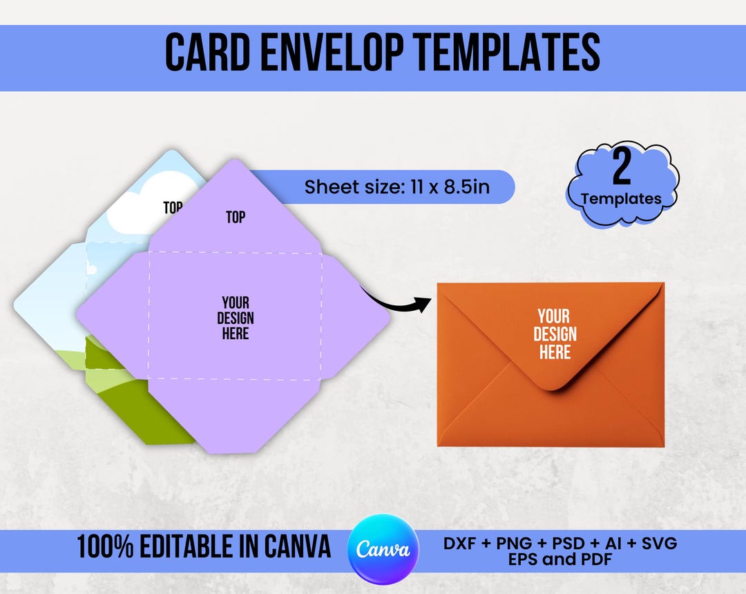Digital Envelope Template Bundle | Card Envelopes | Editable Canva ...
