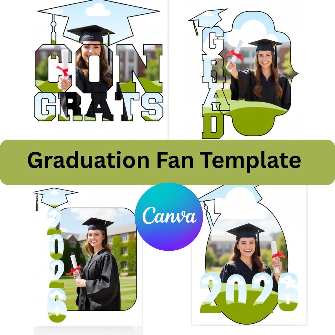30+ Graduation Fan Template Bundle 2026 |custom Grad Fan Designs ...