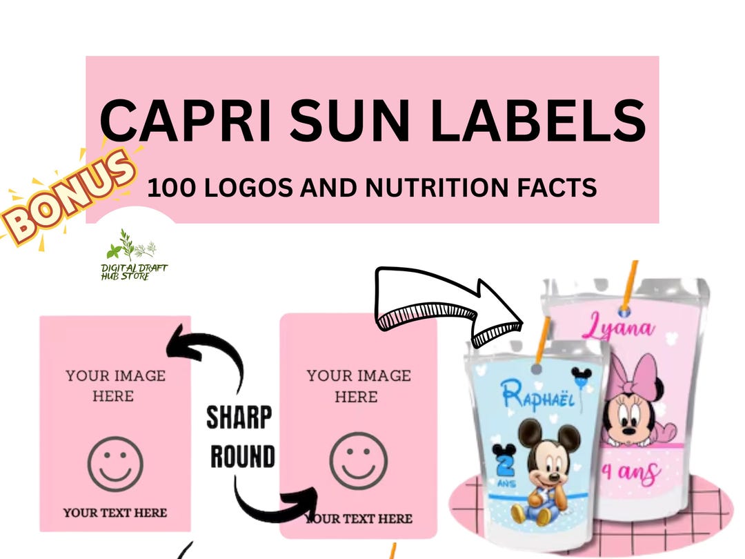 Editable Capri Sun Labels | Juice Pouch Label Template | Custom Capri ...
