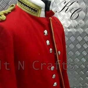 Vintage 1879 British Anglo Zulu War Officer’s Tunic Jacket – Red Melton Wool Military Coat – Classic British Army Reproduction