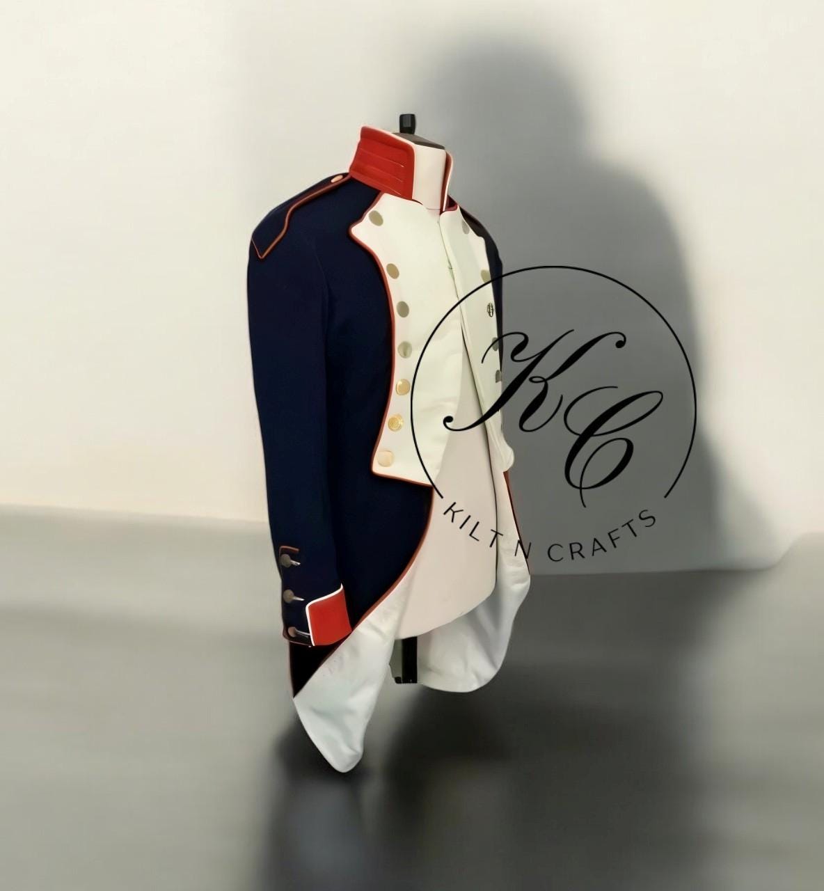 復刻版英国ナポレオン軍服｜メンズネイビーブルーウールコート｜歴史的
