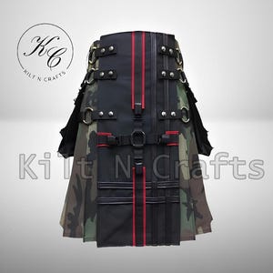 Men&#39;s Military Gothic Camouflage Tactical Hybrid Utility Kilt – Custom Made Scottish Highland Kilt for Hiking, Outdoor, & Fashion Events