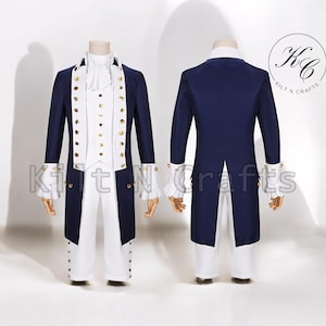 Casaco de lã azul-marinho masculino da Guerra Revolucionária – Jaqueta vintage de reconstituição militar do século XVIII | Agasalho colonial histórico para cosplay e fantasias