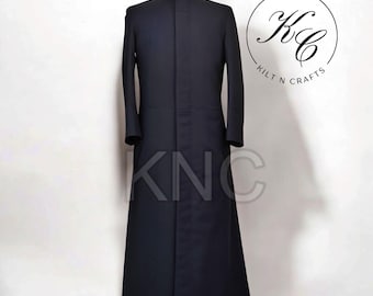 Matrix Style Black Trench Coat: Gothic Cyberpunk Steampunk Overcoat
