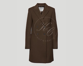 Men's Brown Melton Wool Overcoat: Slim Fit Trench Coat