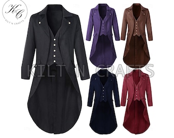 Men's Steampunk Victorian Gothic Frock Coat - Masquerade Tailcoat Jacket