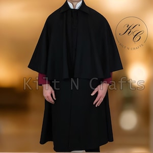 Men&#39;s Handmade Wool Ulster Cape Coat: Victorian Steampunk Overcoat
