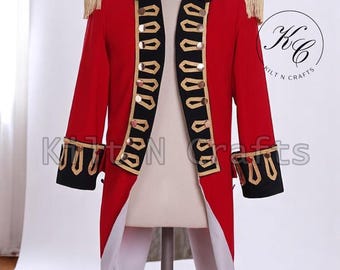 Men's Colonial Military Tailcoat: Regency Steampunk Costume Jacket