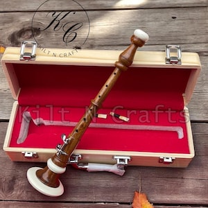 Handmade Rosewood Bombard Chanter | Natural Finish Woodwind Instrument | Tuneable with 2 Reeds & Hard Case | Celtic Folk Music Gift