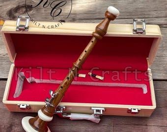 Handgjord Bombard Chanter i Rosenträ: Keltiskt Folkinstrument med Hårt Fodral