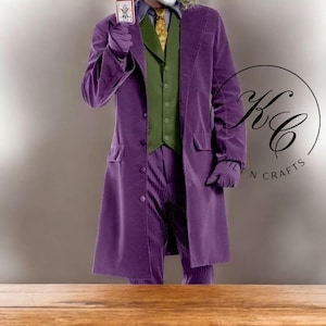 Joker Costume for Men | Full Suit with Purple Coat, Pants & Green Vest | Villain Cosplay Outfit for Halloween or Comic Con