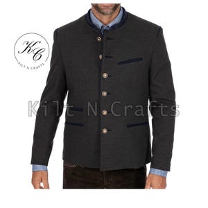 Traditional Black German Jacket – Bavarian Trachten Style – Authentic Oktoberfest Coat for Men