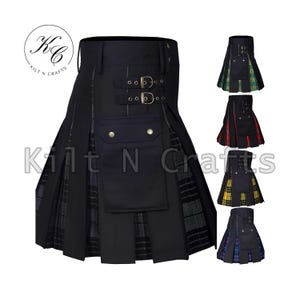 Men&#39;s Tartan Utility Kilt: Highland Punk Gothic Steampunk Style