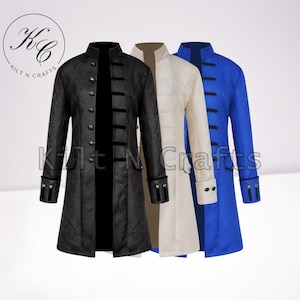 Men&#39;s Steampunk Victorian Gothic Tailcoat - Pirate, Viking, Medieval Renaissance Jacket for Cosplay, Halloween, and Formal Events