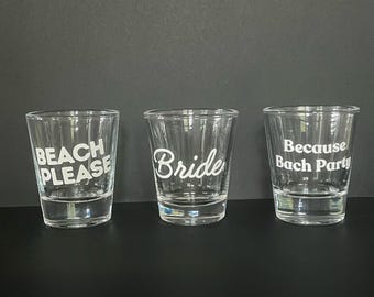 Bachelorette Party Shot Glasses | Bridal Shower Favors, Bridesmaid Gifts, Wedding Party Drinkware