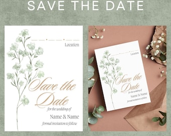 Floral Wedding Save the Date Template | Editable Canva Invitation (Digital Download)