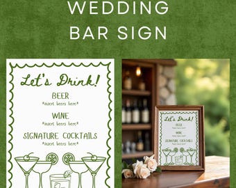 Custom Wedding Bar Sign Template – Printable Drink Menu (Digital Download)