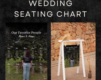 Snapshot Customizable Wedding Seating Chart Template – Editable Canva Design, Instant Download, Printable Wedding Decor