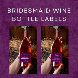 Editable Bridesmaid Wine Bottle Label Template – Will You Be My Bridesmaid Proposal – Printable Canva Design – Bachelorette Party Favor