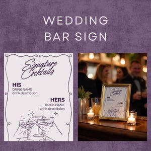Sketch & Sip Custom Wedding Bar Sign Template – Editable and Printable Wedding Drink Sign