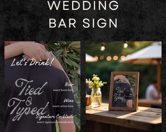 Custom Wedding Bar Sign Template – Editable Drink Menu (Digital Download)