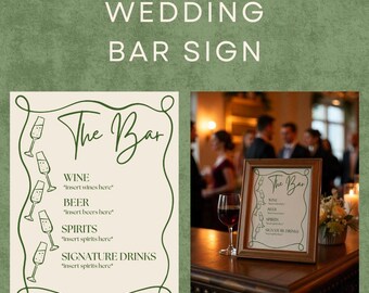 Custom Wedding Bar Sign Template – Printable Drink Menu (Digital Download)