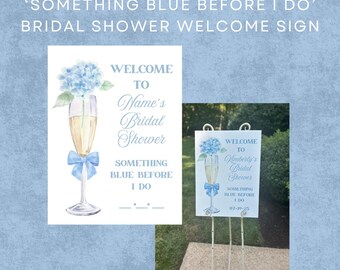 Something Blue Bridal Shower Sign Template – Editable Canva (Instant Download Printable)
