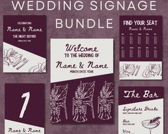 Editable Wedding Sign Bundle | Canva Template (Digital Download)