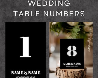 Bold Minimalist Customizable Wedding Table Number Templates – Digital Download for Reception | Printable Canva Template