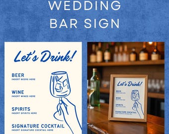 Custom Wedding Bar Sign Template – Printable Drink Menu (Digital Download)