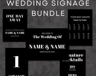 Minimalist Wedding Signage Bundle | Editable Canva Template