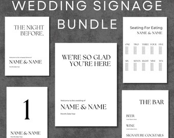 Minimalist Wedding Signage Bundle | Editable Canva Template (Digital Download)