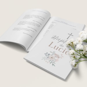 Modello di libretto per la messa battesimale da personalizzare su CANVA - Per bambina/bambino - Messa religiosa - Download immediato - Testo FR