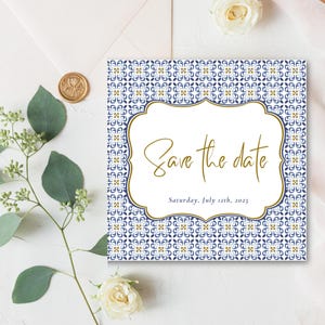 Bundle modèle faire-part mariage CERAMICA carré - Invitation à personnaliser sur Canva - Lot invitation pliée carrée + Carte Détails + RSVP