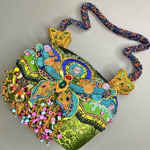 Vintage Mary Frances Rare Beaded Butterfly Purse