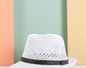 Paper Straw Hat for Women | Men, Fashionable Fedora Hat for Summer | Stylish Beach Hat for Sun Protection | Perfect Gift for Nature
