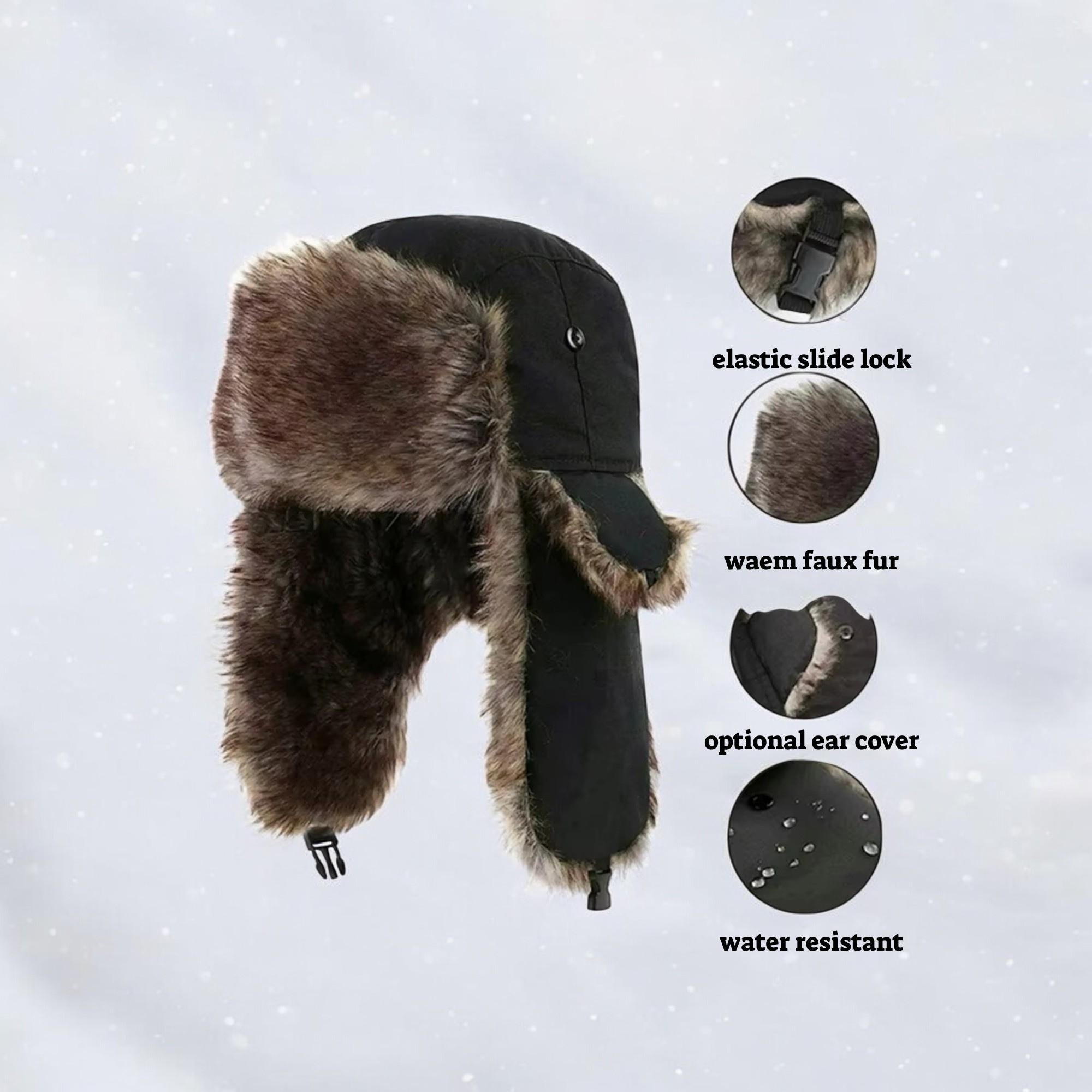 Unisex Faux Fur Trapper Ski Hat Warm Earflap Bomber Winter 