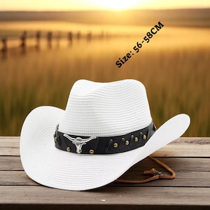 Bauhinia Straw Cowboy Hat for Men and Women, Lightweight Western Sun Hat for Summer Beach, Fashionable Sombrero Gift