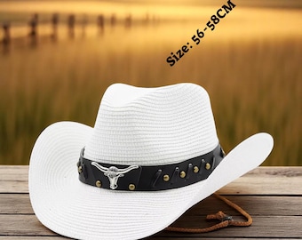 Bauhinia Straw Cowboy Hat for Men and Women, Lightweight  display picture 3